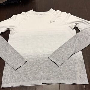 Nike White and Gray Long Sleeve Shirt